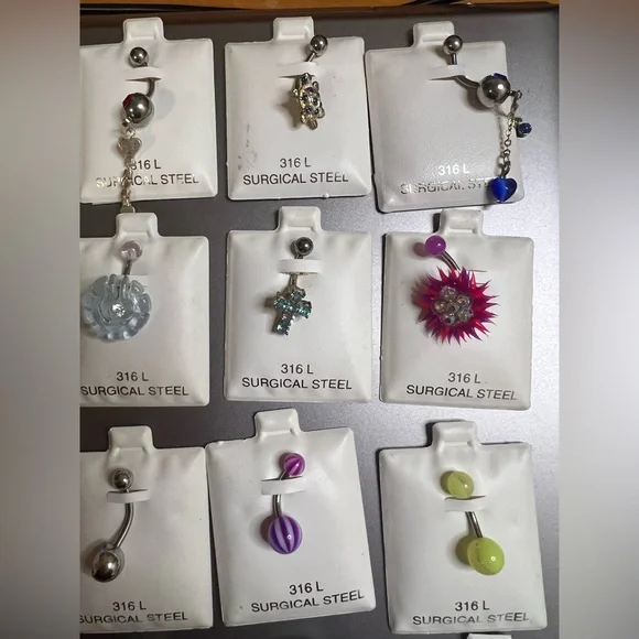 Bulk Lot 32 NOS Belly Rings 316L Surgical Steel Jewelry Store Stock Y2K